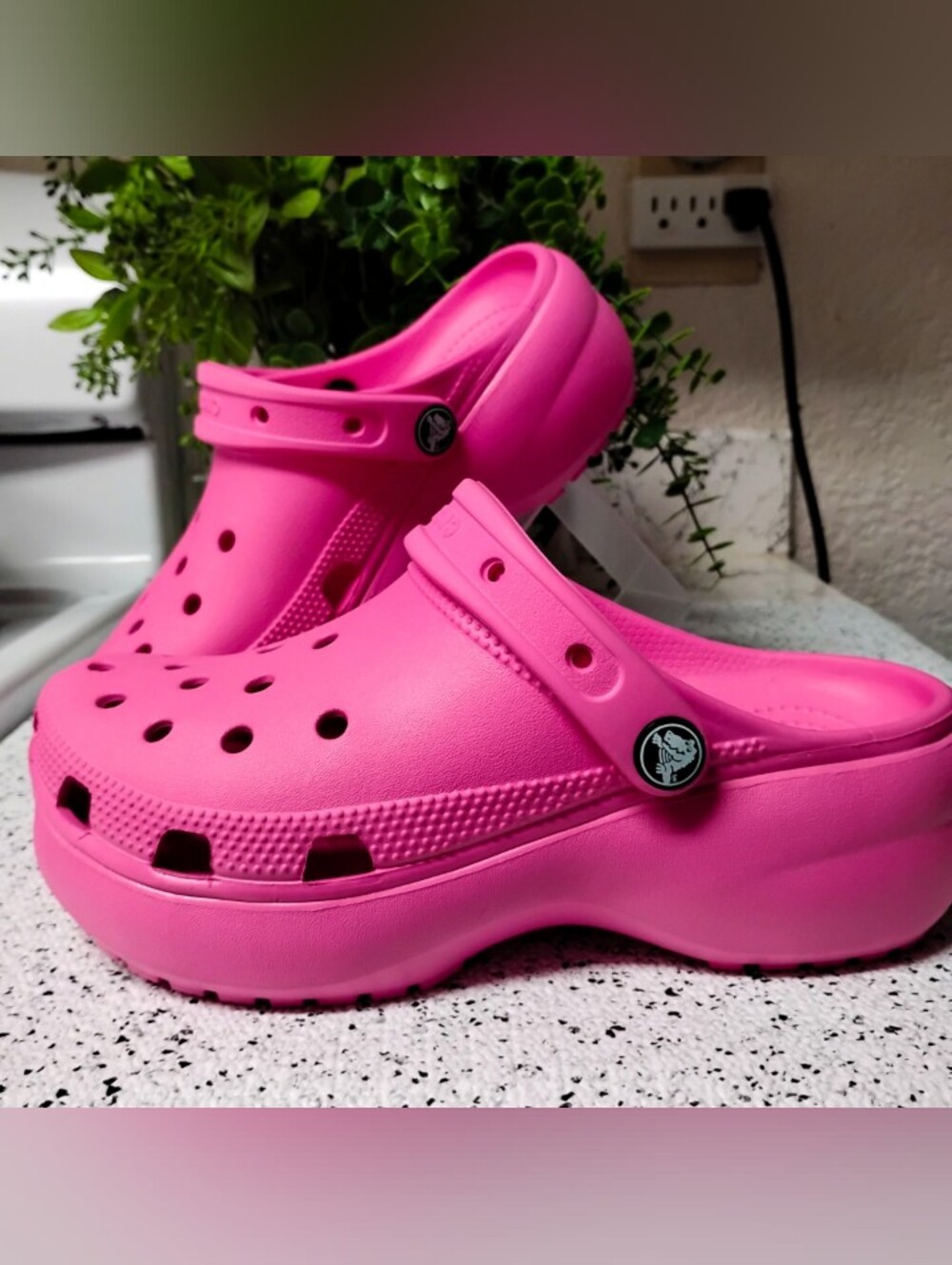 Hot Pink Croc-Style Platform Clogs - Women's - Picture 2 of 4